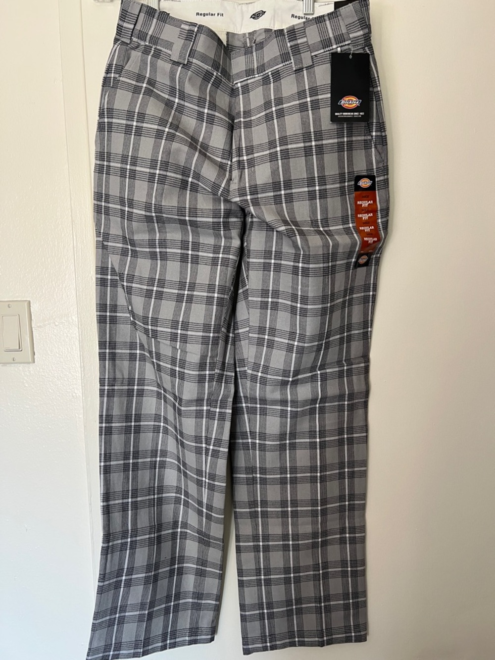 Dickies Black & Gray Plaid Straight Leg Work Pants